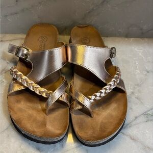 White Mountain Rose Gold Braided Sandals